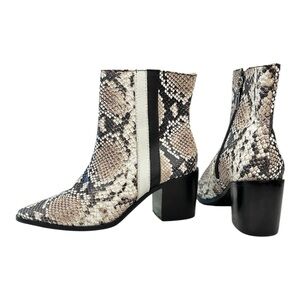 Kaanas Snakeskin Pattern Ankle Boots with Black Accents